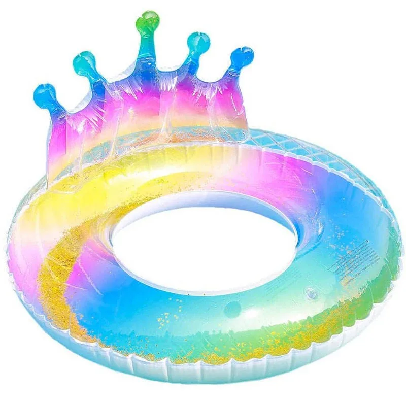 

Justware Summer Party Outdoor Water Toys Hot Sale Inflatable Pool Floats Glitter Swim Ring with Colorful Tube Float