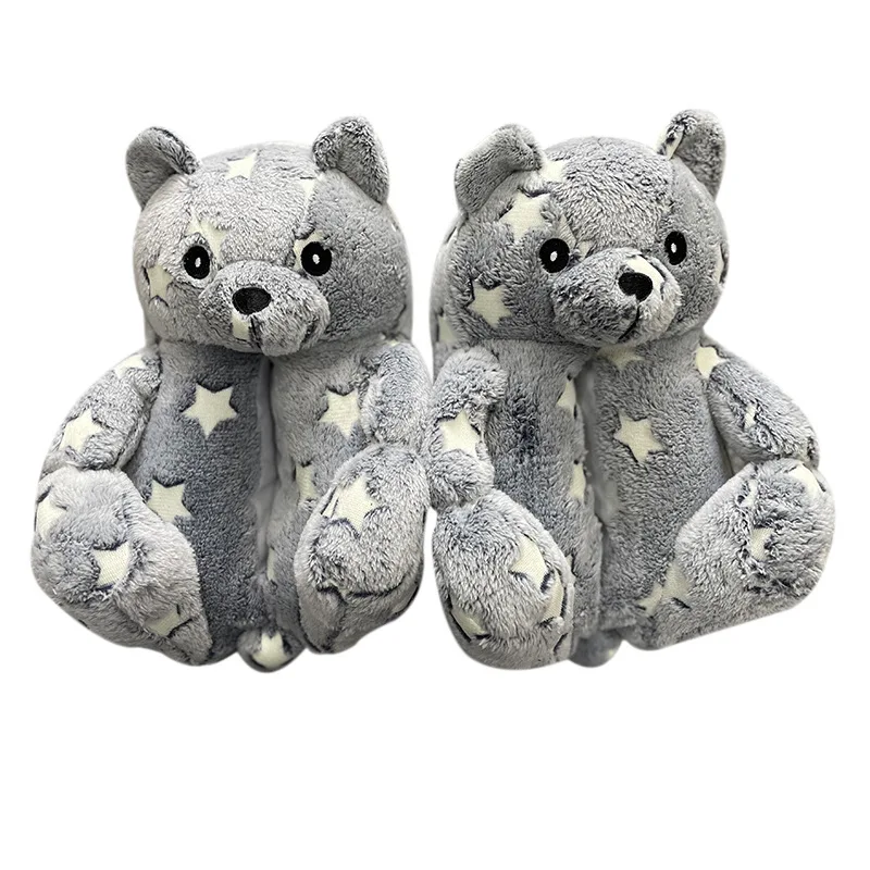 

teddy bear slippers 2021 new arrivals women fuzzy teddy bear house slipper