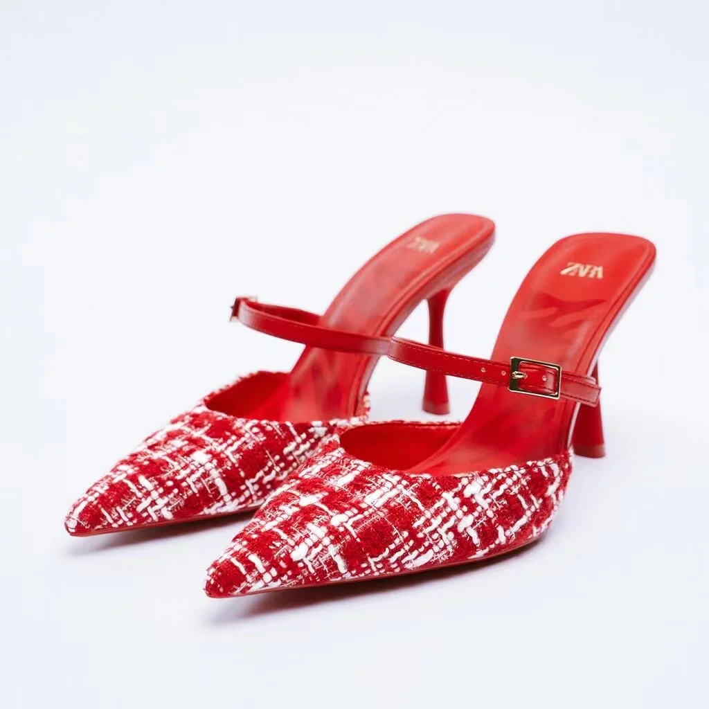 

ZAR@A Hot red pointy heels heels - empty fashion party wedding shoes, Colorful