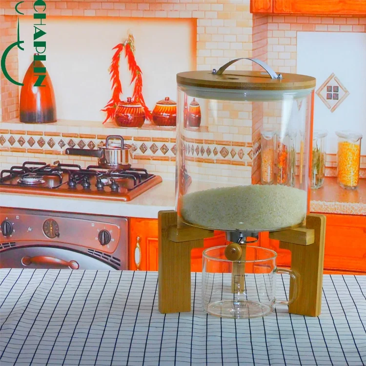 Measuring cup rice barrel kitchen grain storage barrel glass jar moisture-proof sealed pot food storage barrel