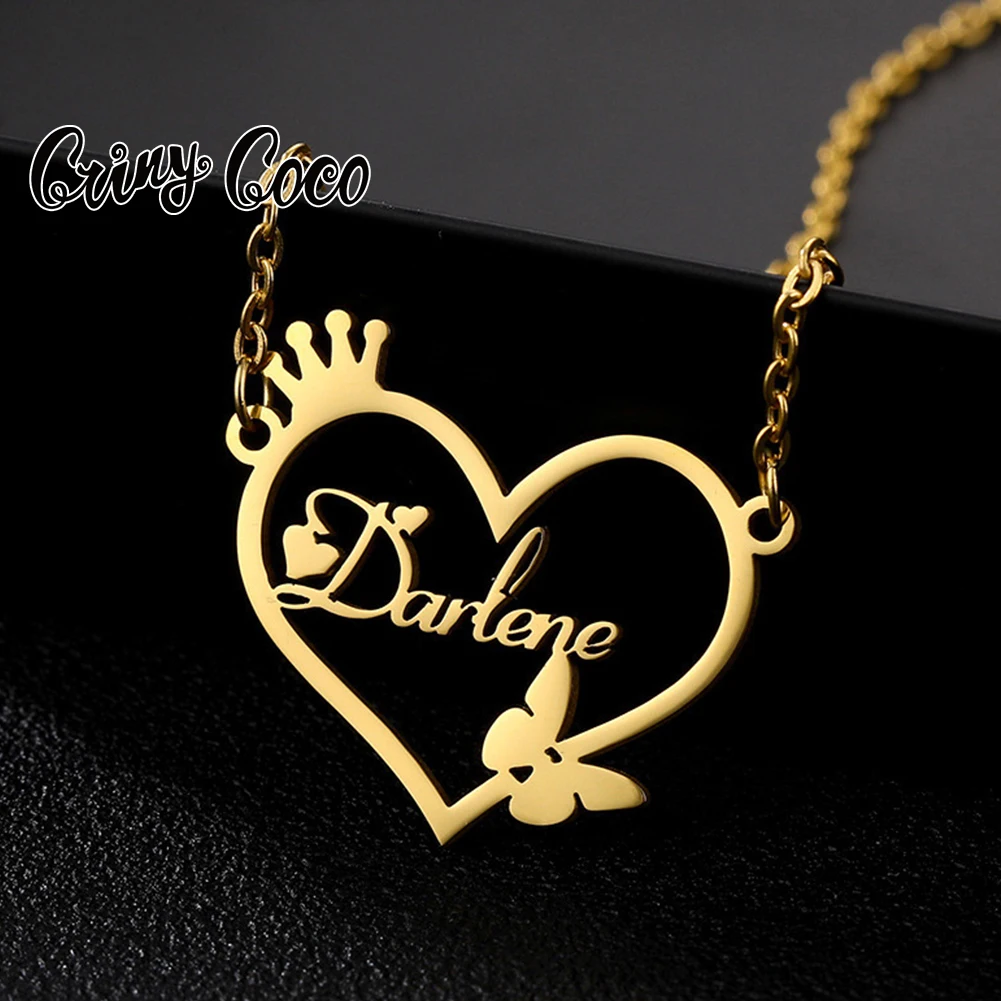 

Cring Coco DIY Name Necklace Custom Hot Selling Stainless Steel English Pendant Clavicle Chain Hawaiian Necklace