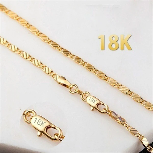 

Stainless steel 2 MM real 14k 18K Yellow solid raw gold heels male chains block filled roller chain necklace for men and women