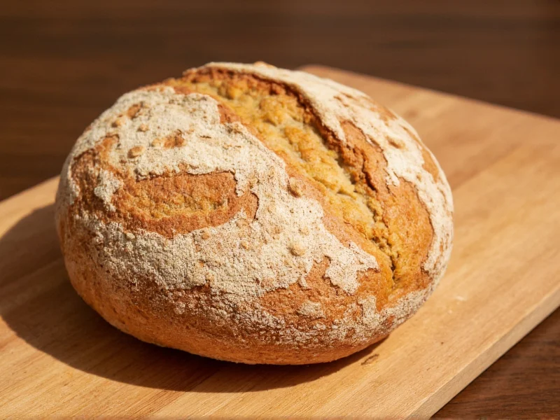 Perfectly baked homemade bread loaf on cutting board