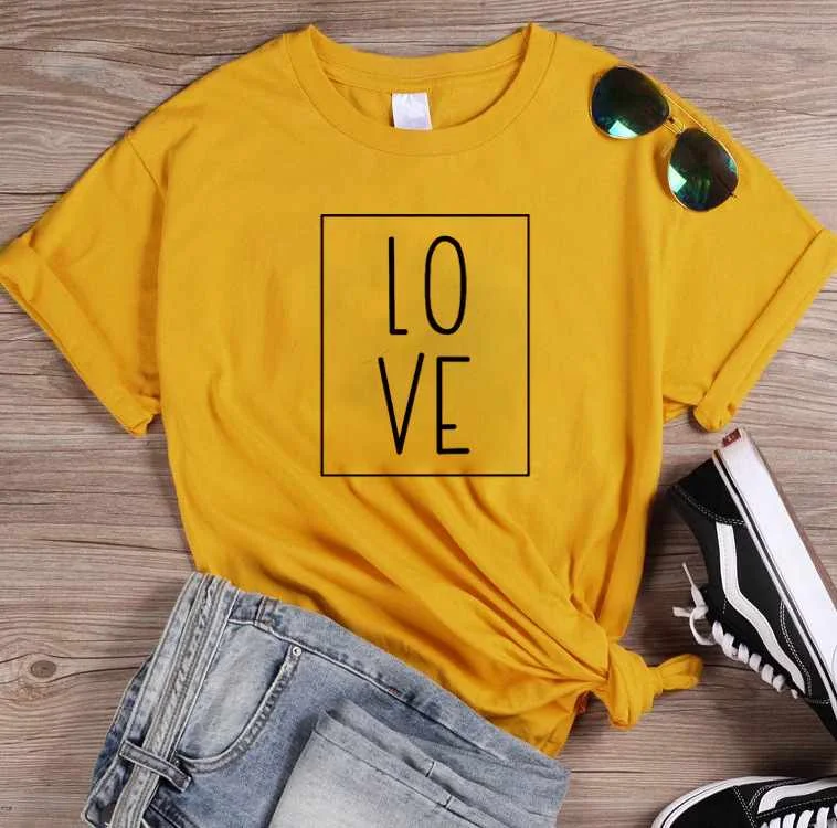 

Women T-shirt LOVE border European and American trend street short sleeves