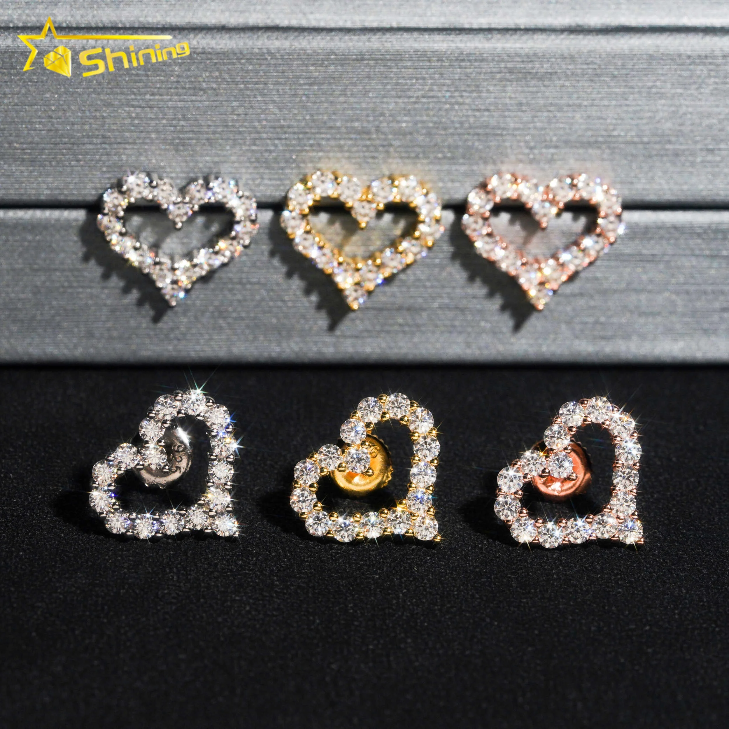 Ready to Ship Fashion Jewelry Earrings 925 Silver Screw Back Moissanite Stud Earrings Custom Earrings for Girls