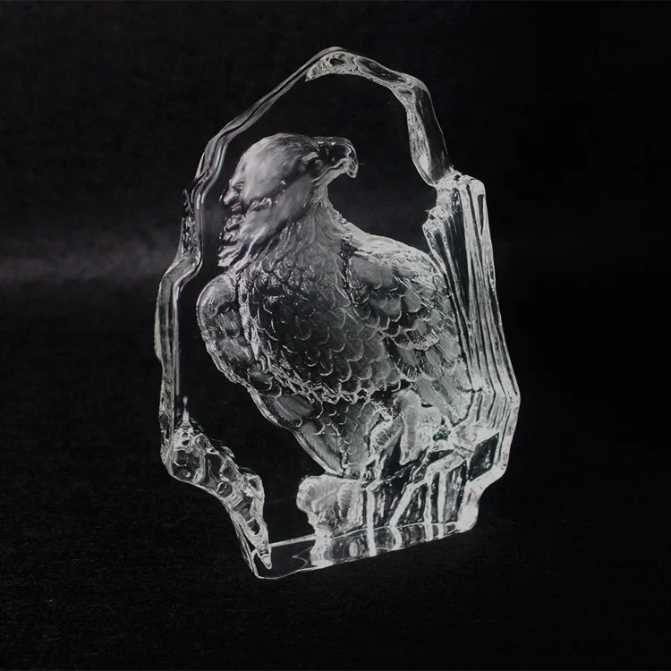 定制水晶工艺 k9 3d 鹰鹰冰山玻璃奖杯获奖纪念品雕刻礼品激光标志