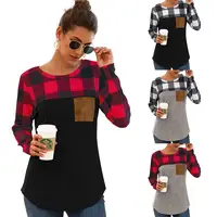 

2019 New Buffalo Plaid Pocket Tops Hot Sale Check Patchwork Pullovers