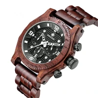 

New Luxury Red Sandal Wood Case Mens Watches in Wristwatch Wood Band Waterproof Watch Custom Logo OEM Man Watch