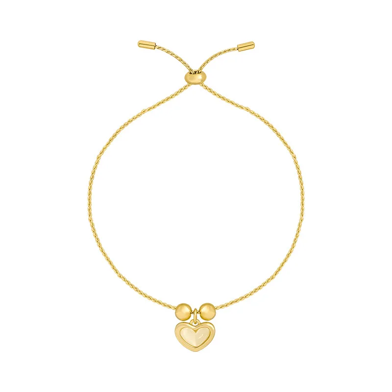 

Charare simple gold plated opal heart charm bracelet