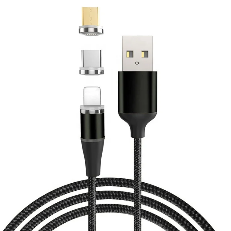 

Wholesale Magnetic 3A Fast Charging Cable With Light Nylon Braid Phone Cable USB Led Micro Lighting Data Cable, Black/blue/sliver/red