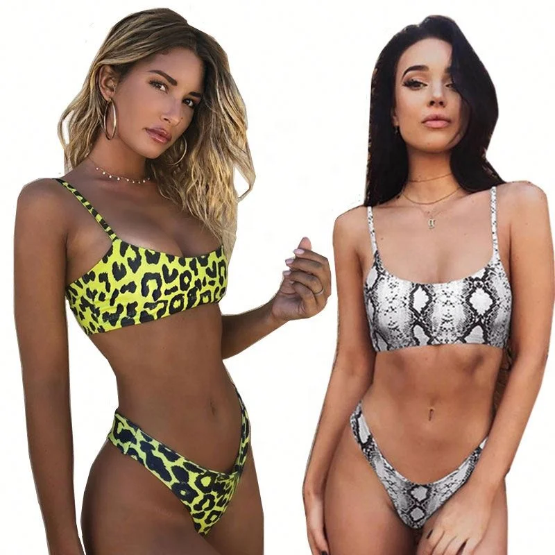 

Sexy Leopard Print Snakeskin Swimsuits 2 Pieces Bikini Suit, Picture show