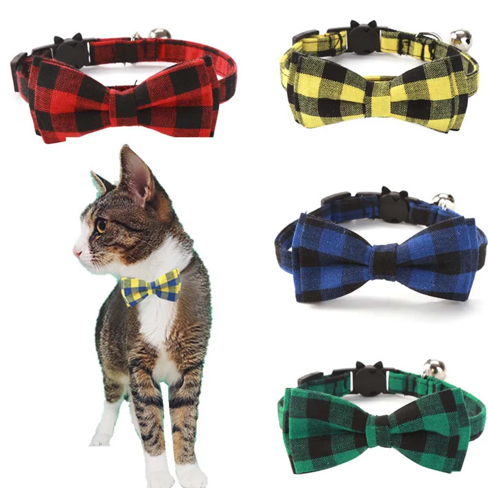 

Colorful Plaid Small Dogs Collars Cotton Striped Bowknot Necklace Bulldog Chihuahua Bow Tie Puppy Cats Party Bandana Collar, Color