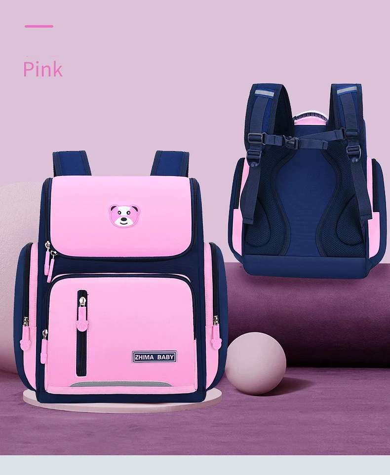

Wholesale custom logo waterproof primary school student backpack with safety reflective logo kids school bag, Custom color