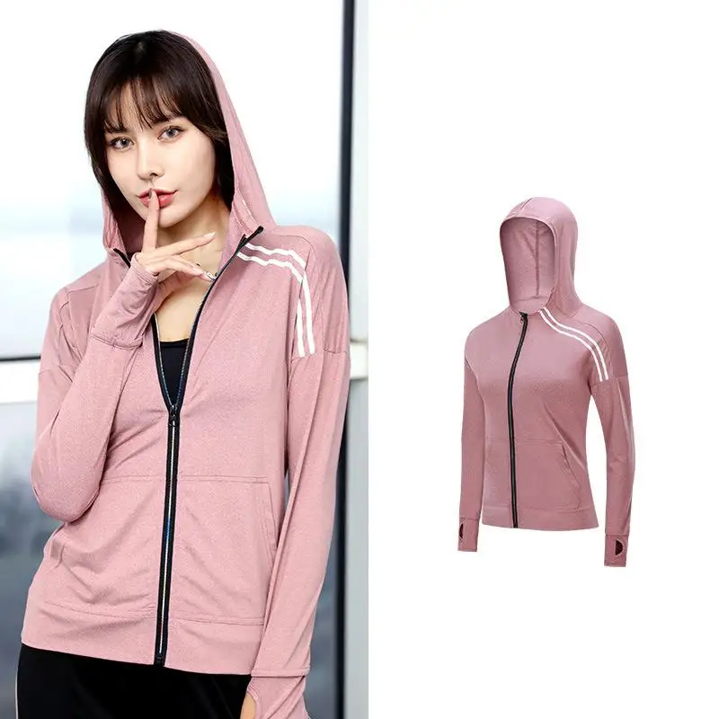 

High Quality Women's Long Sleeve Yoga Jacket Active Wear Women Sport Jacket Coat Running Fitness Yoga Wear, As shown