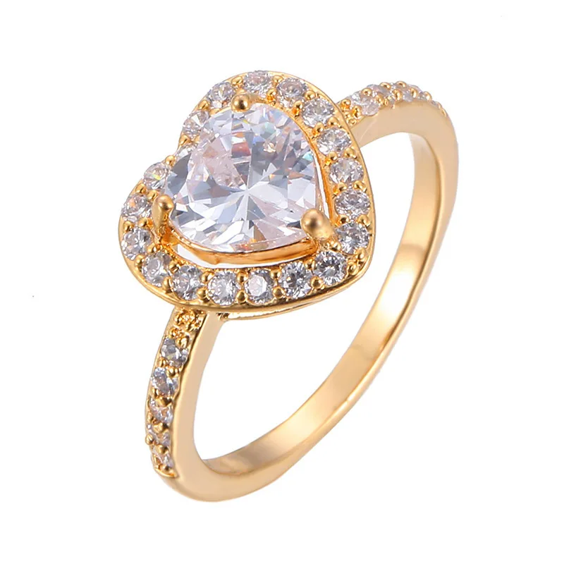 SC New Trendy Love Shaped Zircon Finger Ring Exquisite Silver Gold Plated Heart Diamond Ring for Women Engagement Party Jewelry