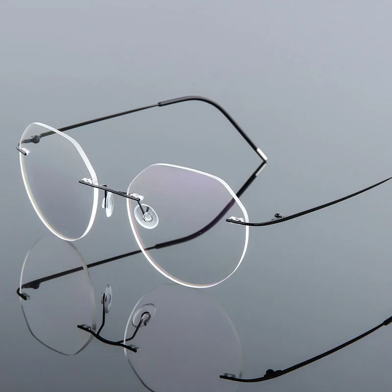 

new fashion products 2021 high quality flexible thin optics glasses rimless round alloy frames glasses eyeglasses