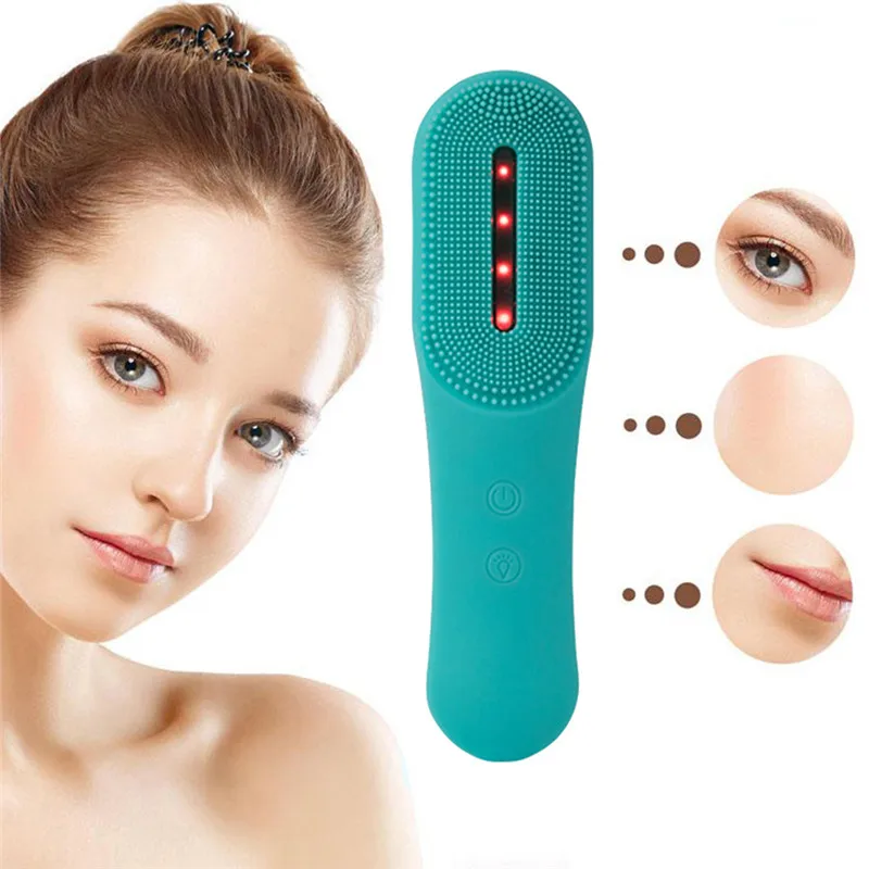 

Sonic ultrasonic silicone vibration massager photon led facial vibrating wash silicon face cleansing brush, 4 colors