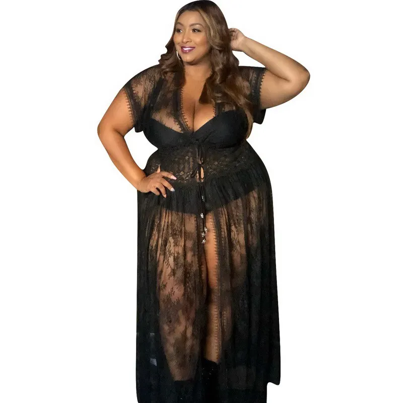 

Ready-to-ship Products Plus Size Women Lace Beach Cover Up Fashion Sexy Dress Clothing Casual Summer Apparel, As picture