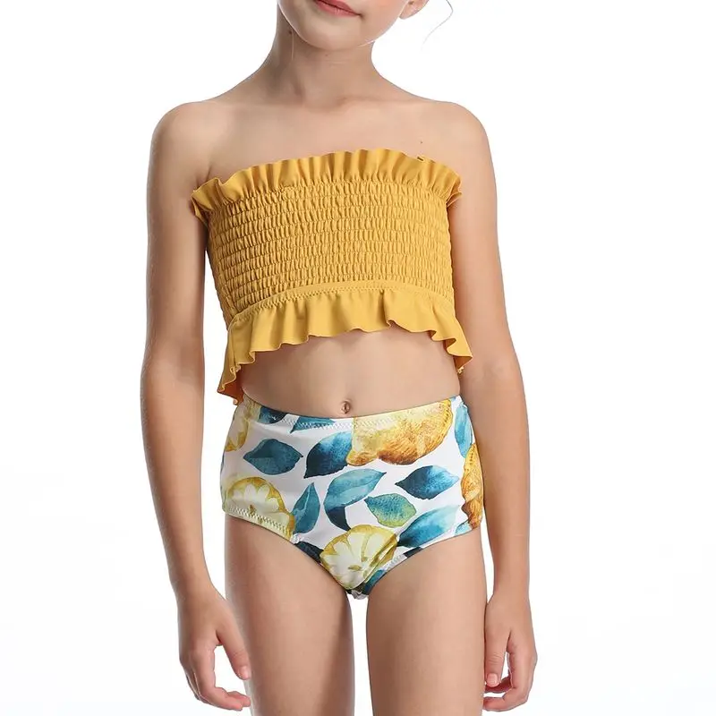 

Popular Textured Bikini For Children Custom Cute Young Kids Swimwear Girls, Picture