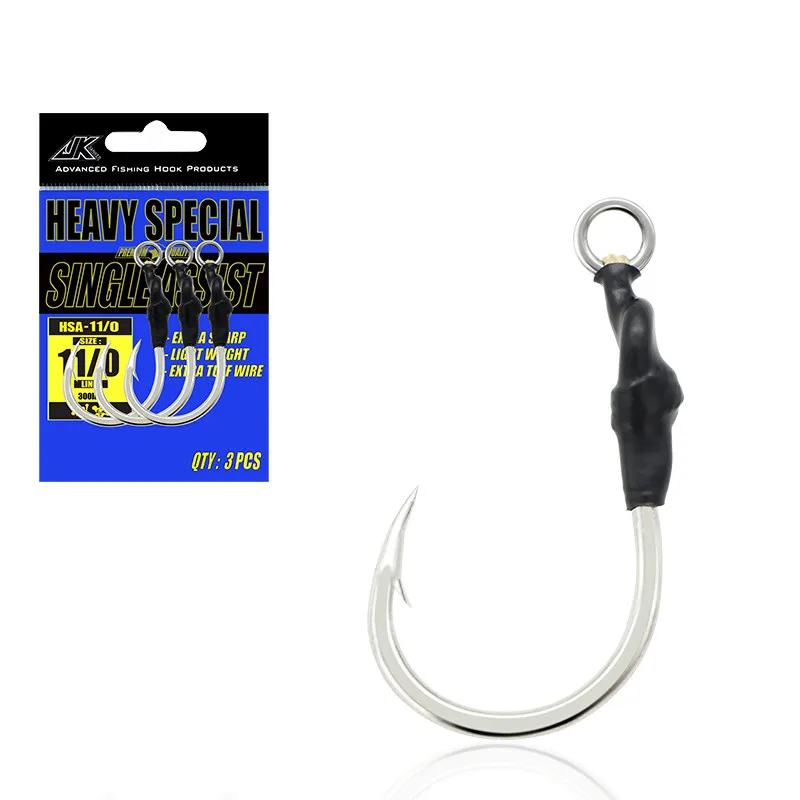 

JK HSA 1/0-11/0 4X High Carbon Steel Mustard Fishing Hooks fishing Gear