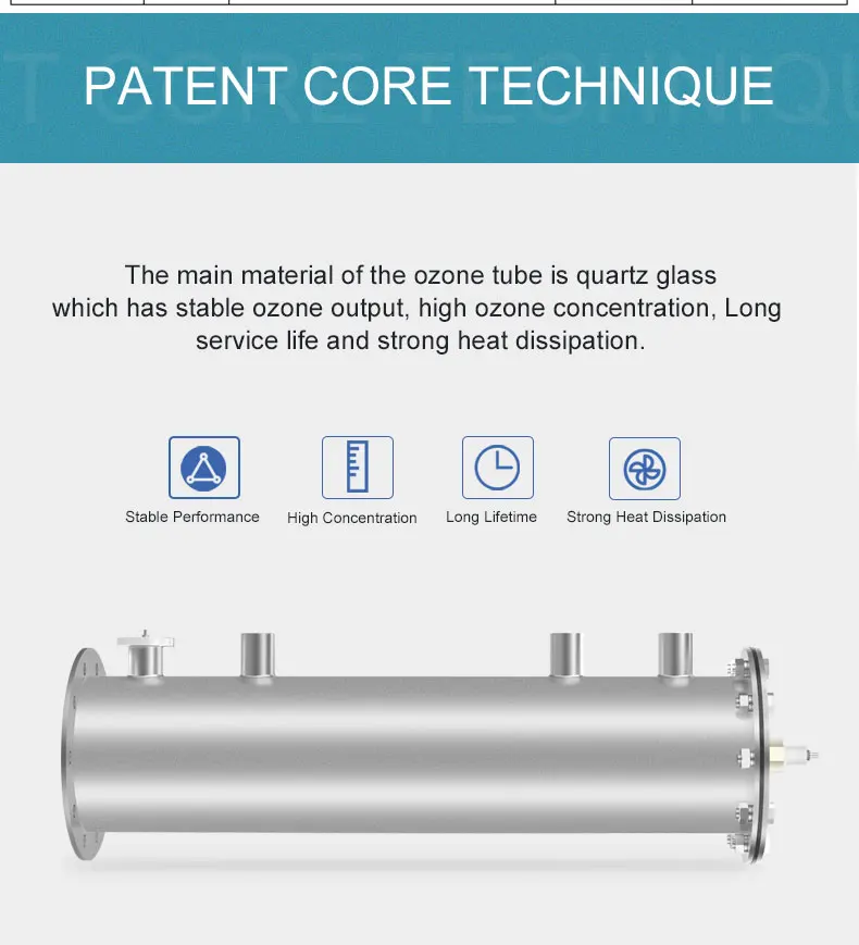 20g/h Adjustable Water-cooled Quartz Glass Ozone Generator Tube with Power Supply