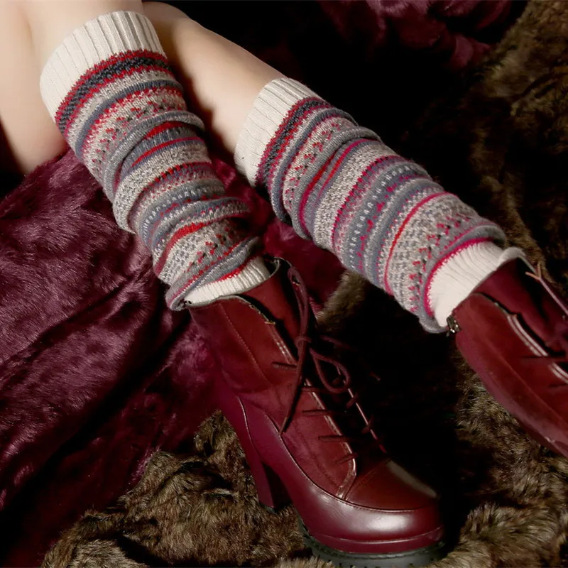 

Y-F Hand Knitted Warm Winter Scandinavian Style Boots Leg Warmers Socken Unisex Wool Woolen Socks