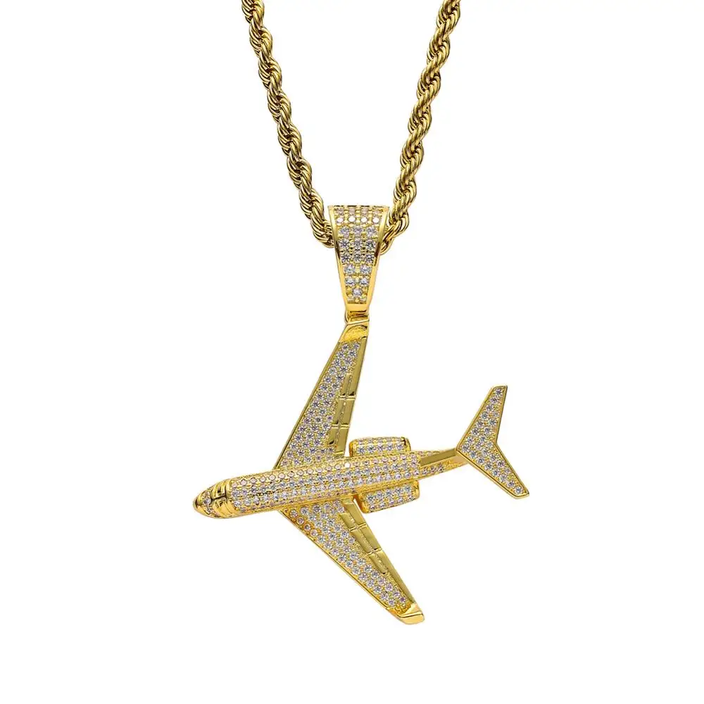 CN134  Brass CZ Pendants Iced Out Hip Hop Necklace for Men and Women Gold Color Silver Color