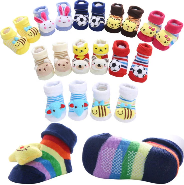 

3D optional designs cartoon cute funny soft cotton baby socks floor walk learning newborn socks, Color avaliable