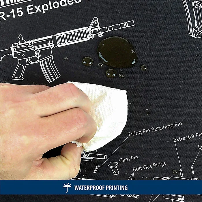 Tigerwings Gun Cleaning Mat Pad with Parts Diagram and Instructions for Use with AR-15