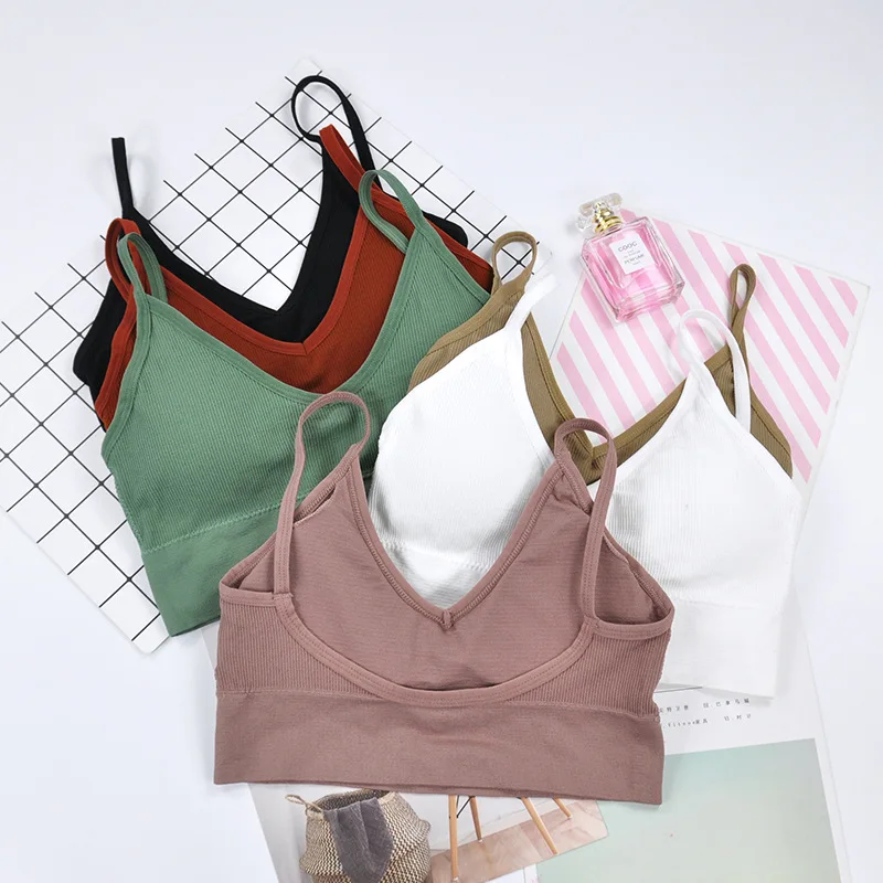 

Ready Stock Seamless Padded Underwear Back U collar Women Sexy Sports Bra, Black,white,green,khaki,red,pink