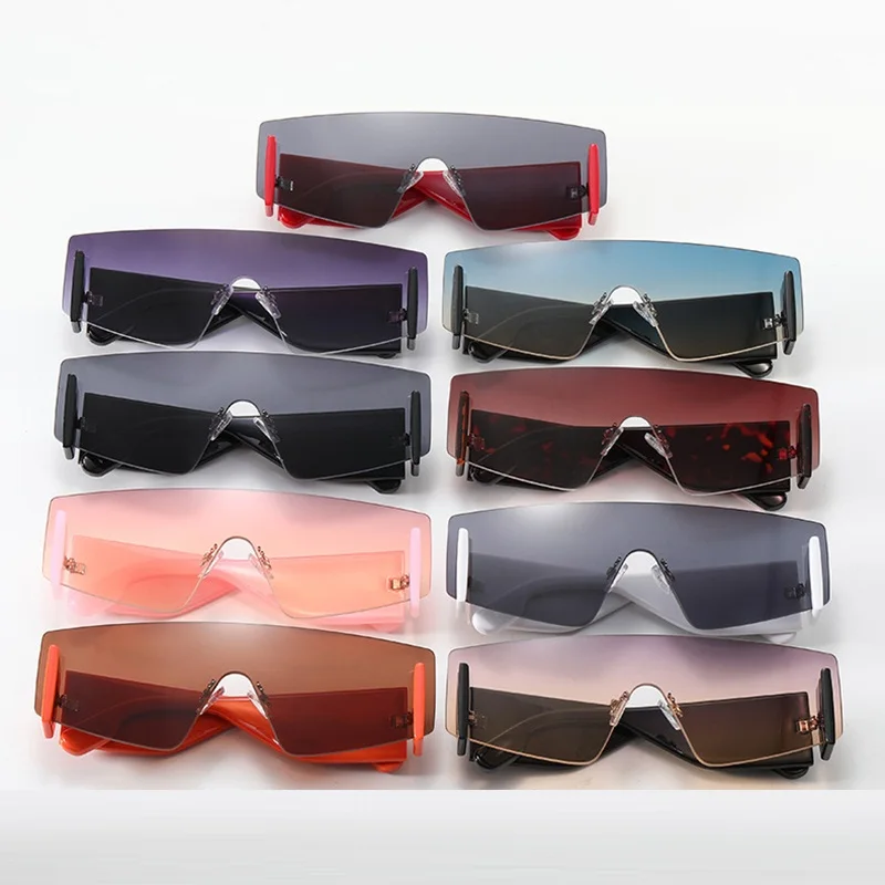 

New Hot Selling Trend Oversized Frameless One Piece Sunglasses Fashion Trimming Ins Style Street Sun Shade for Men Women