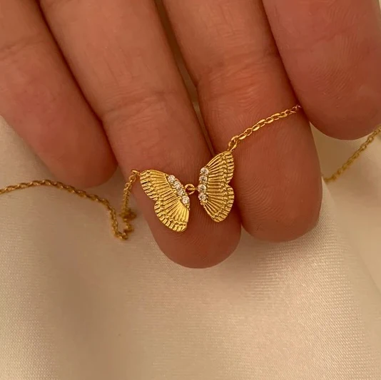 

New arrival gold chain party jewelry gold butterfly necklace for girls