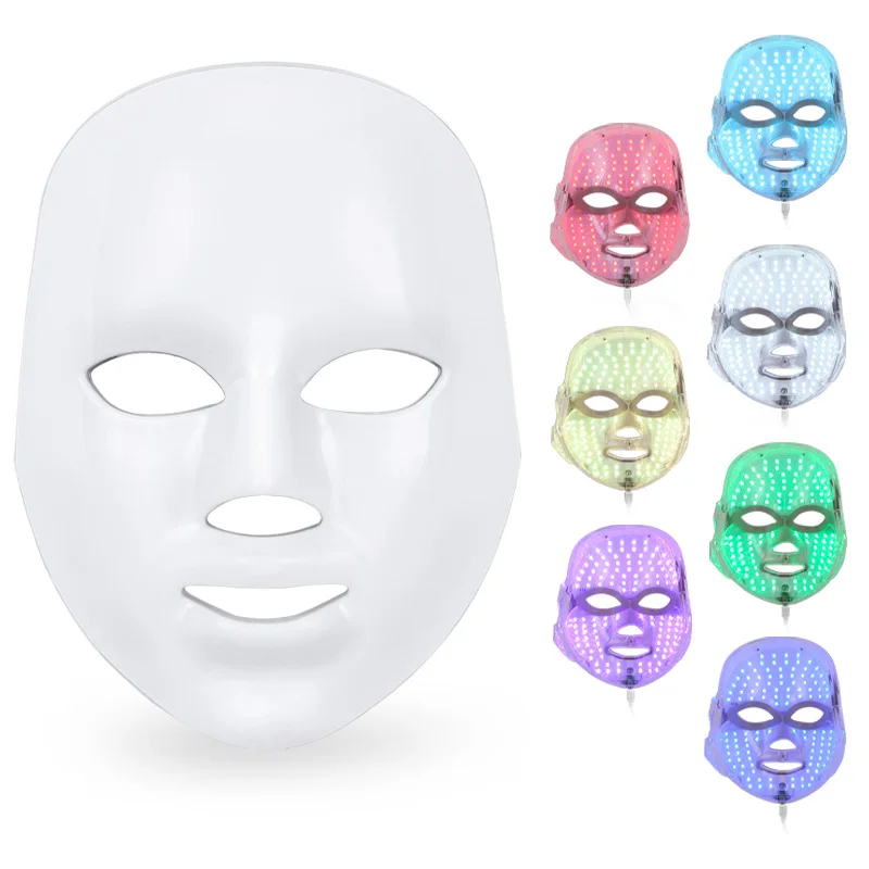 

Rechargeable 7 Color LED Mask Photon Light Skin Rejuvenation Therapy Facial Skin Care Mask, White