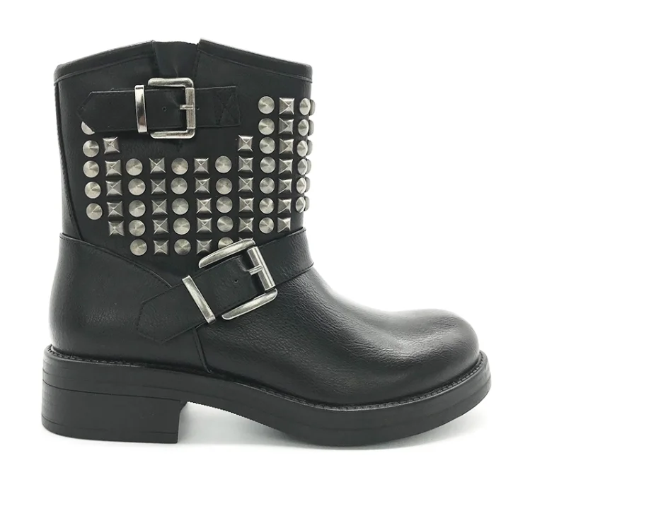 

New arrival PU leather girls fall black rivet boots
