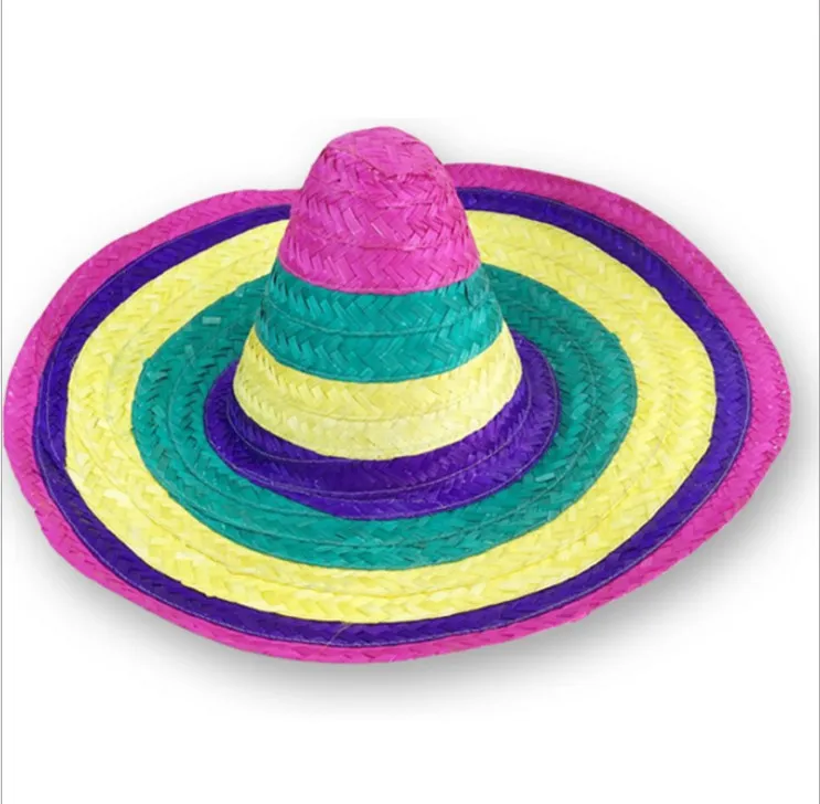 Natural Straw Party Performance Adult Male Colored Mexico Sombrero ...