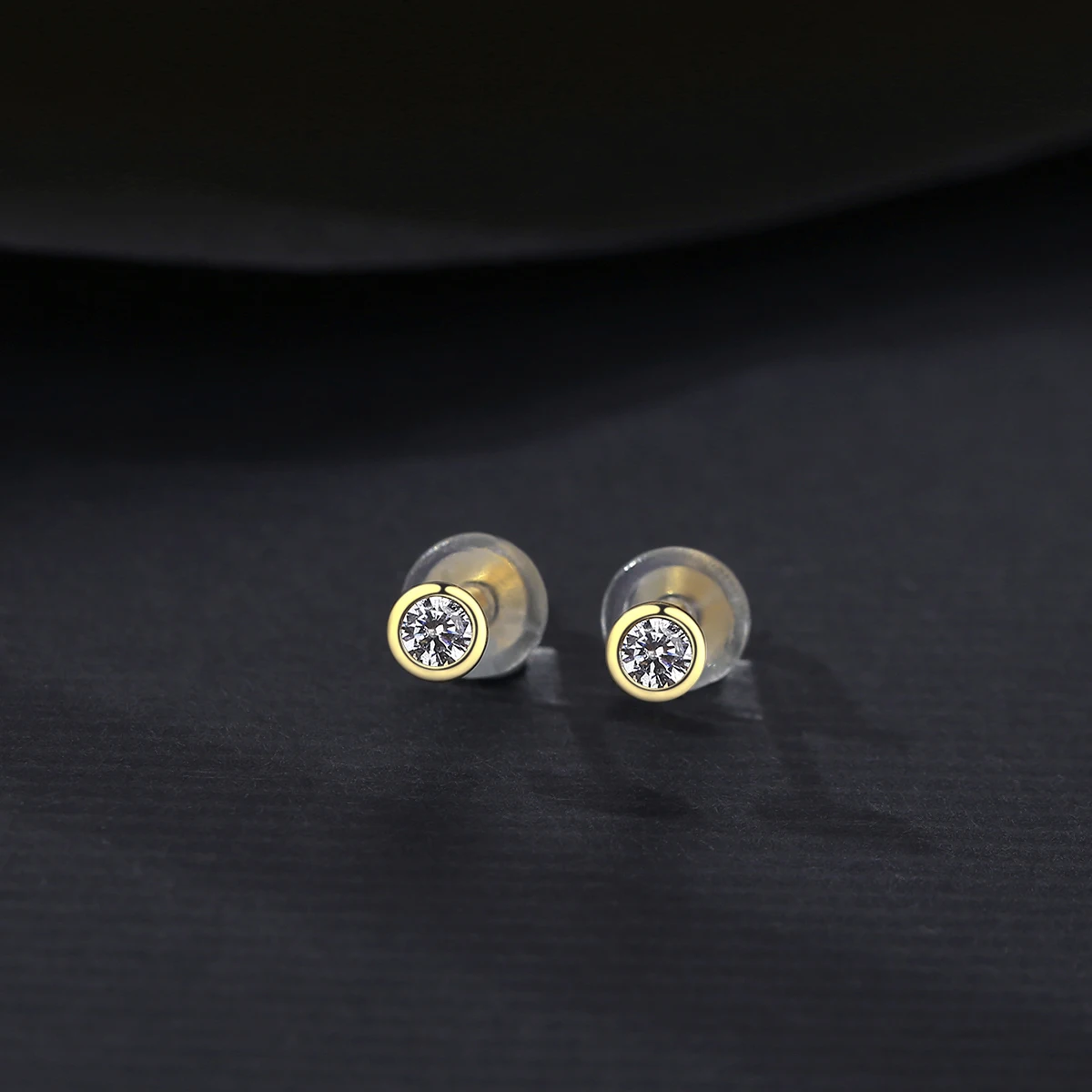 

CZCITY Designer Earring Popular Brands 925 Earrings Studs Round Cubic Zirconia Bezel Setting Earings