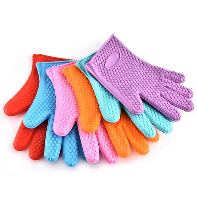 

Colorful Funny silicone dotted dog double oven heat resistant finger tips gloves, Any color