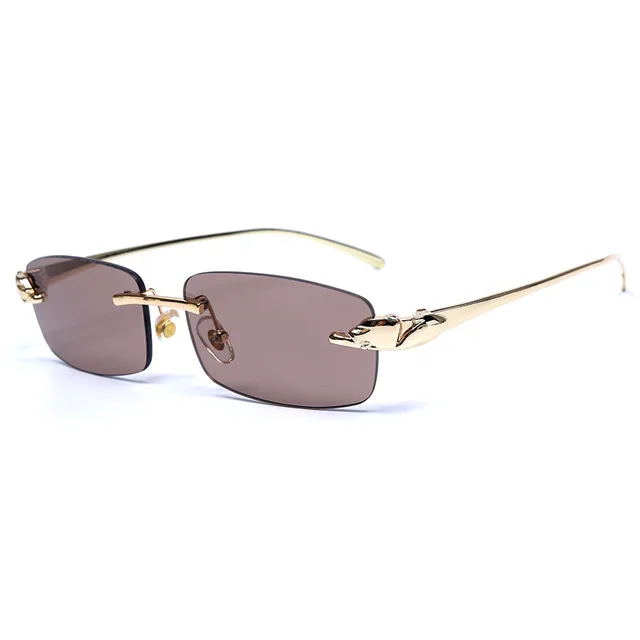 

2020 New arrivals Women Men Luxury Vintage Small Metal frame SunGlasses UV400 Rimless Rectangle Sunglasses