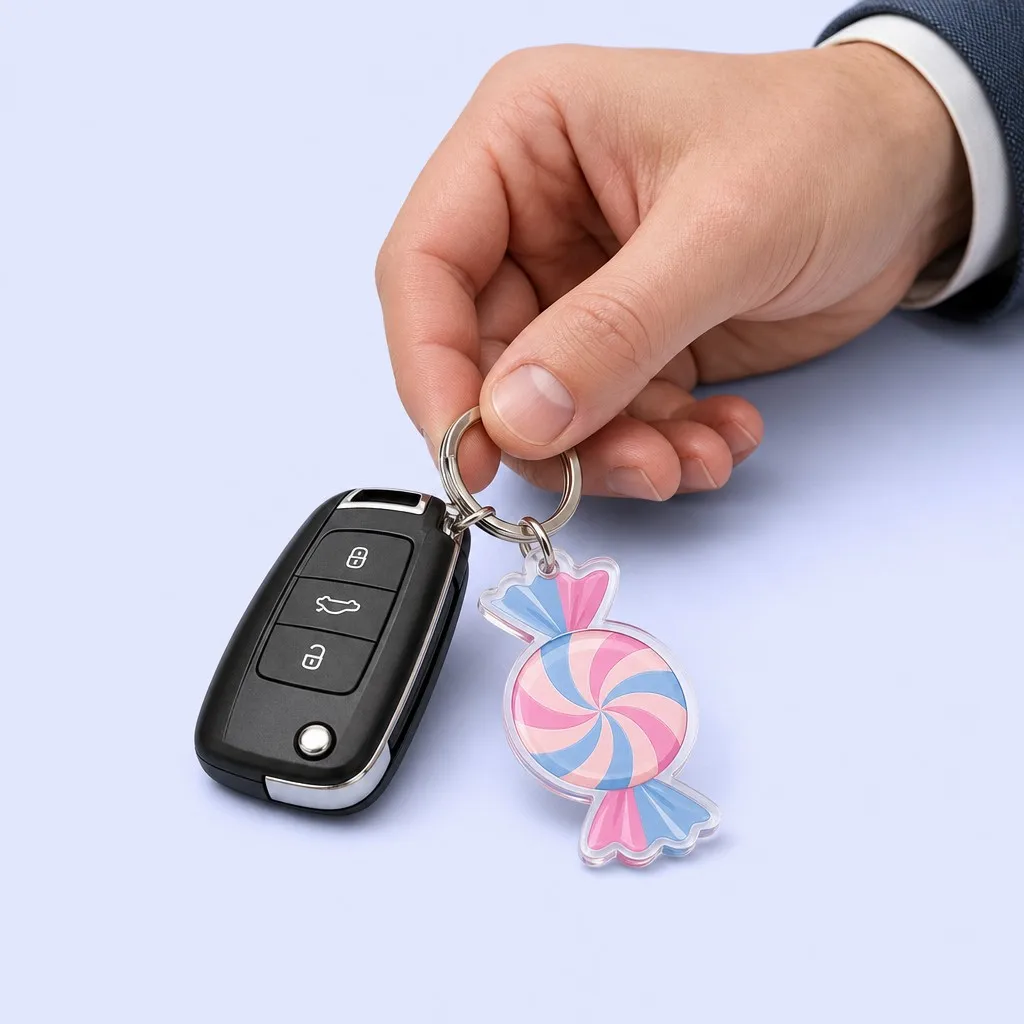 Candy Keychain Attached to Car Key Fob