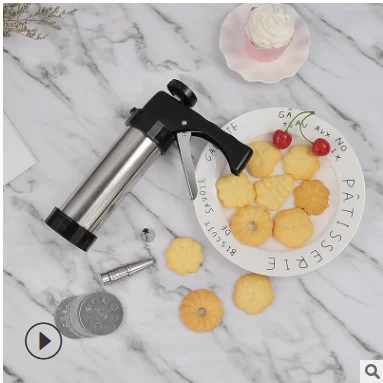 

Hot Sale Food Grade Biscuit Maker Set Stainless Steel Cookie Press Gun Kit