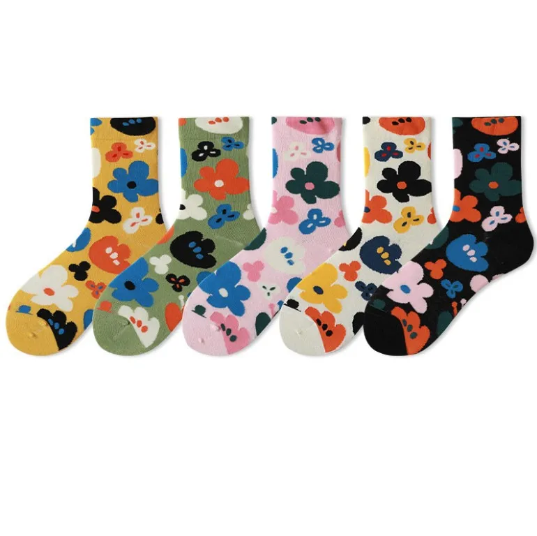 

Streetwear Flower Socks Women Japanese Korean Style Fashion Web Celebrity Cute Socks for Ladies, Picture shown