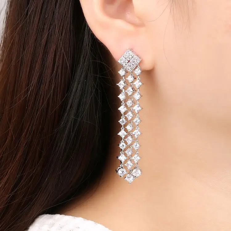 

Gold Plated Fashion Jewelry long pearl tassel Pearl Earrings jewelry For ladies