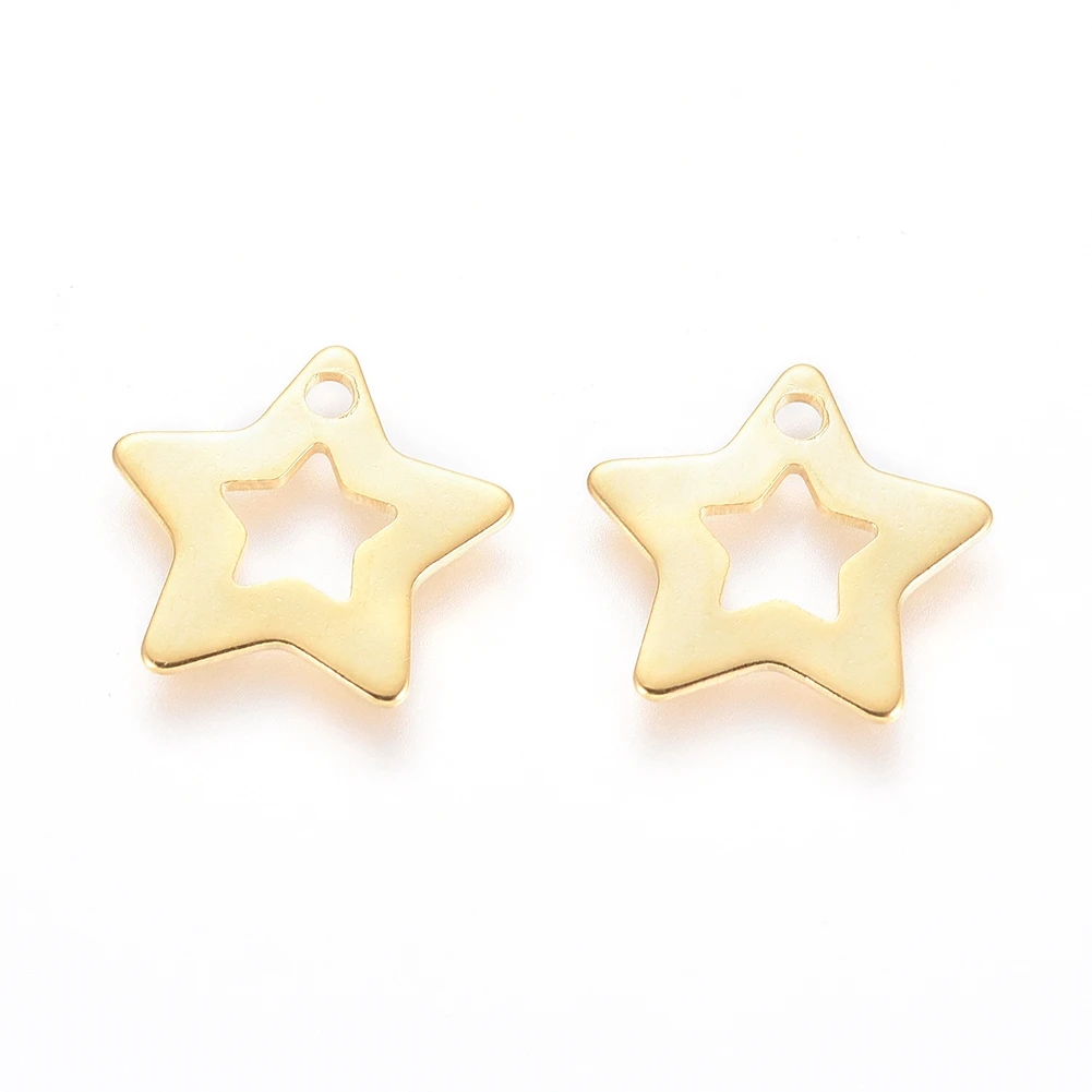 

PandaHall 304 Stainless Steel Star Gold Charms