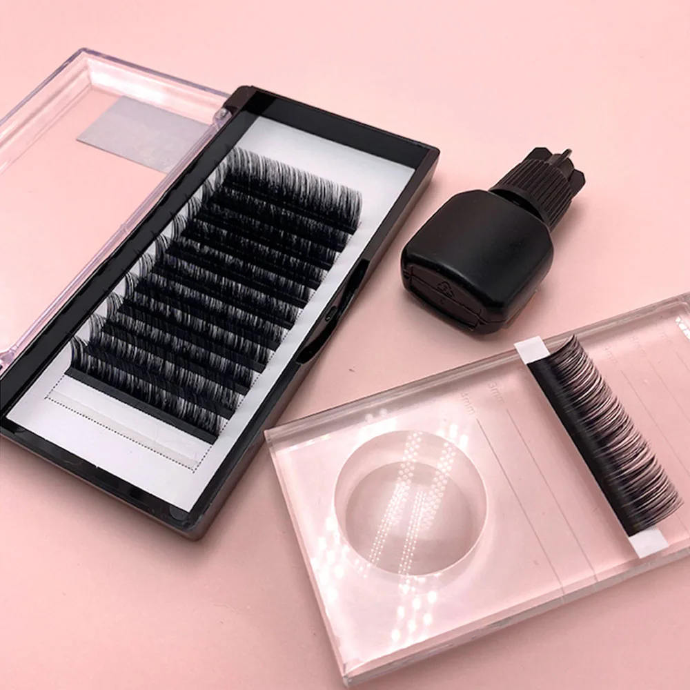 

Customer Logo Easy Fan Eyelashes Silk Mega Volume auto fan laashes One Second Rapid Blooming Eyelash Extension, Natural black