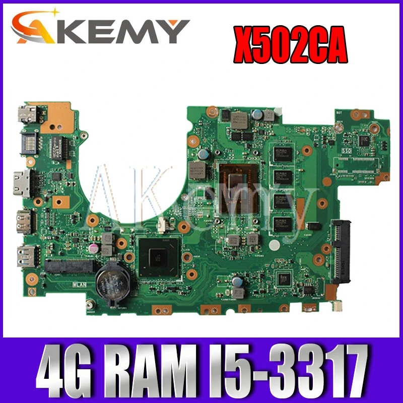 

Akemy X402CA Laptop motherboard For Asus X502C X402C X502CA X402CA original mainboard DDR3L 4GB-RAM I5-3317U test 100% OK