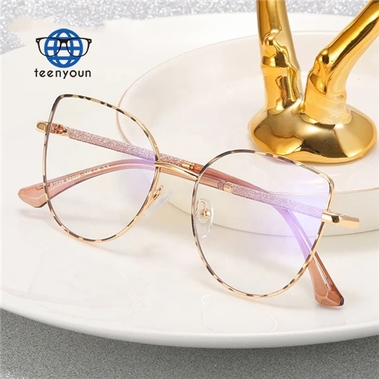 

Teenyoun Eyewear Full Metal Fame Cat Eye Eyeglasses Frames Designer Brand Women Hd Blue Light Blocking Glasses Lentes De Sol