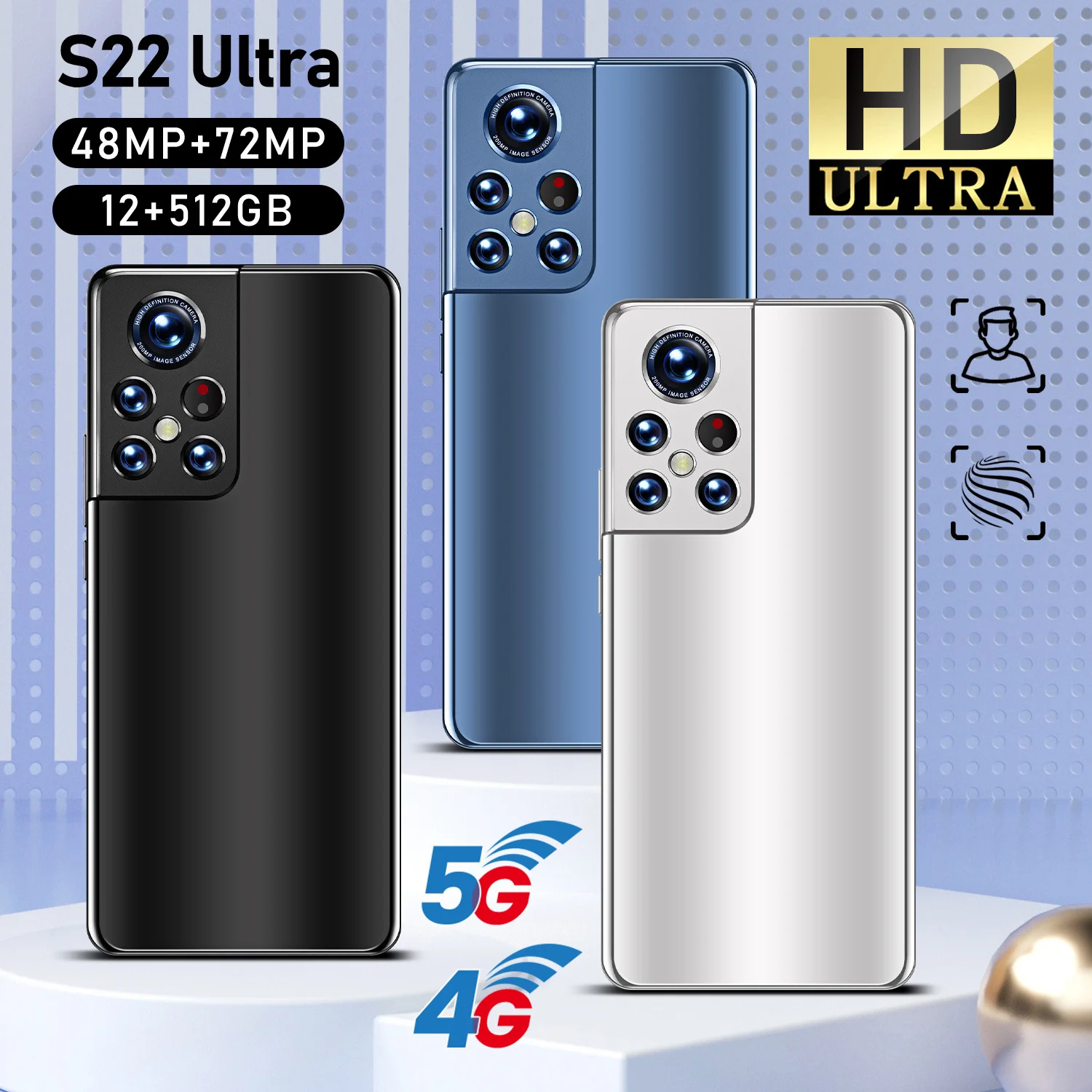 

New S22 Ultra 5g Smartphone 6.7inch Amoled Screen Android 10.0 Unlocked Cell Phone