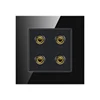 FIKO Type 86 panel hotel office home KTV wall concealed embedded four-hole duplex sound socket black steeled glass panel