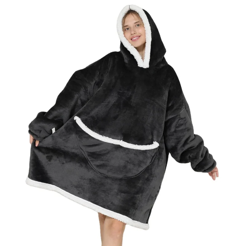 

mens womens hooded plus size thick warm big and tall household clothes wearable hoodie blanket oversize