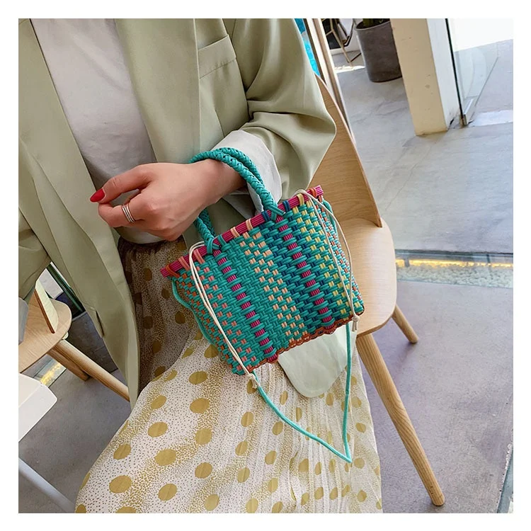 

Reuse Wholesale Customized Straw Japanese Style Bag Rattan Clutch Bag Beach Hand Bags For Women